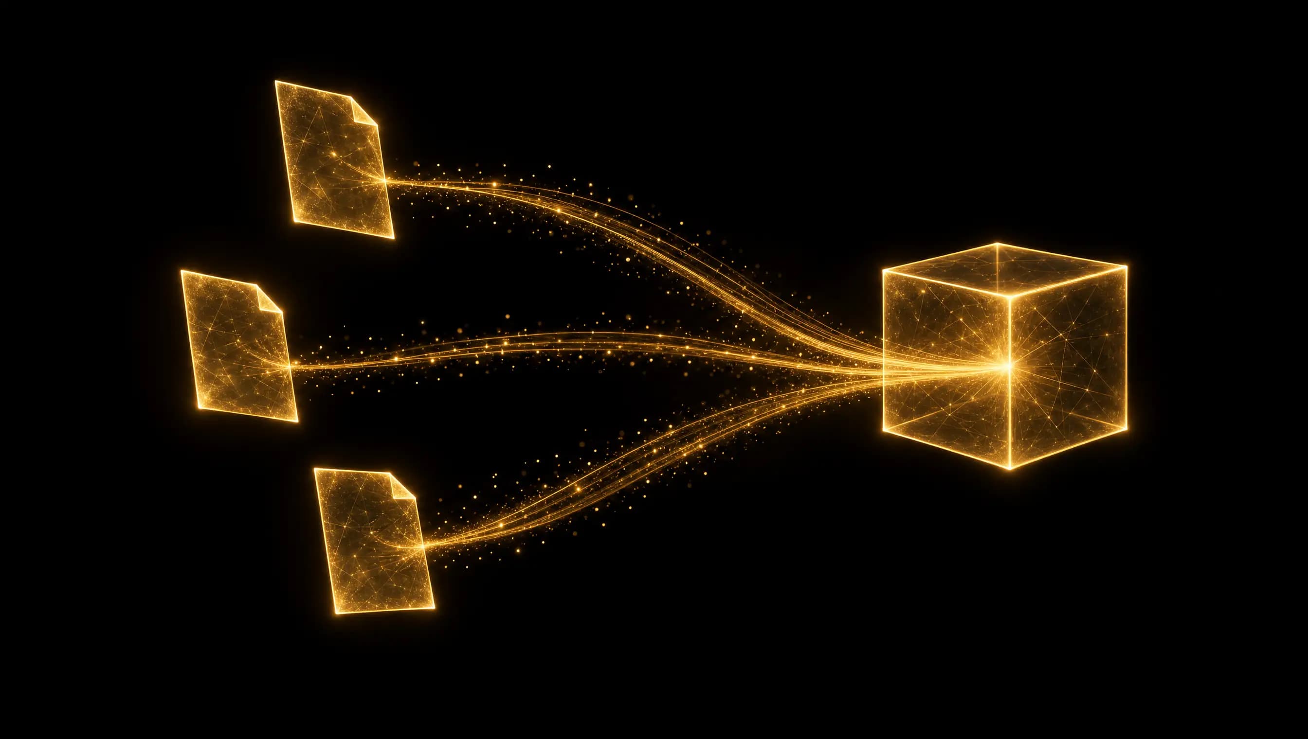Proposal documents of golden light converging into an escrow cube